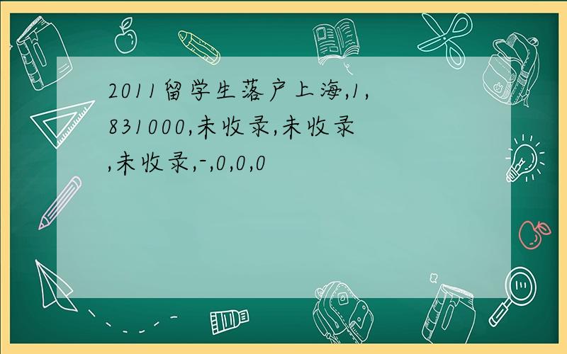2011留学生落户上海,1,831000,未收录,未收录,未收录,-,0,0,0