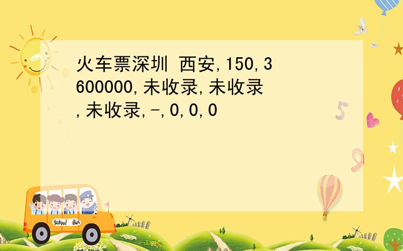 火车票深圳 西安,150,3600000,未收录,未收录,未收录,-,0,0,0