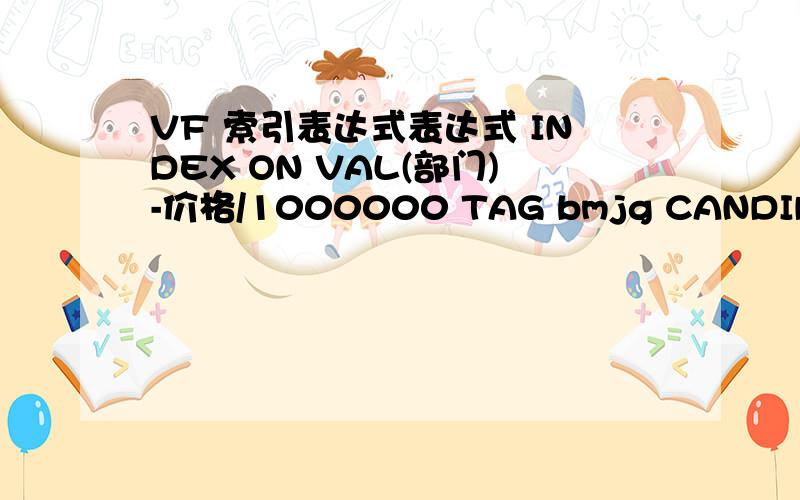 VF 索引表达式表达式 INDEX ON VAL(部门)-价格/1000000 TAG bmjg CANDIDATE 部