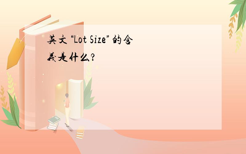 英文“Lot Size”的含义是什么?
