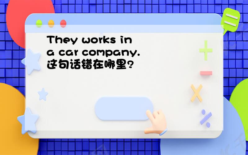 They works in a car company.这句话错在哪里?