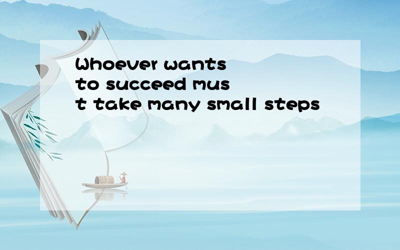 Whoever wants to succeed must take many small steps