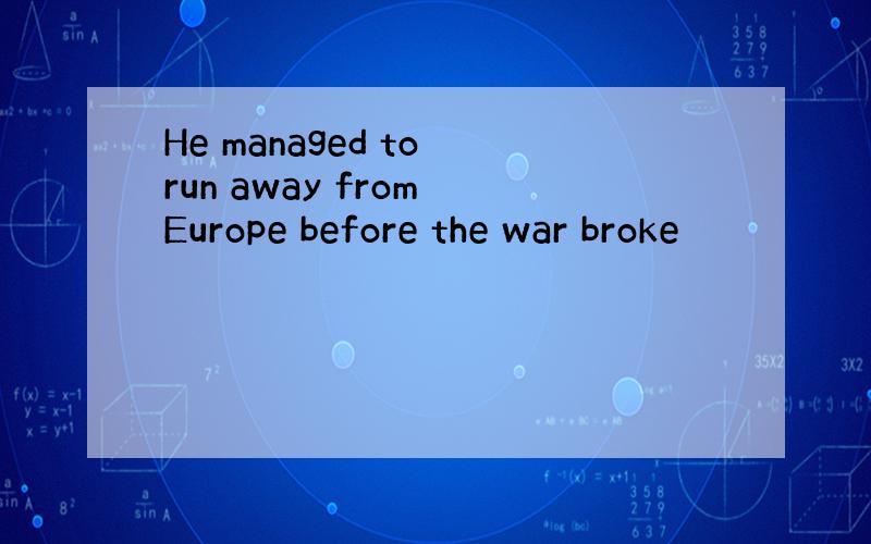He managed to run away from Europe before the war broke