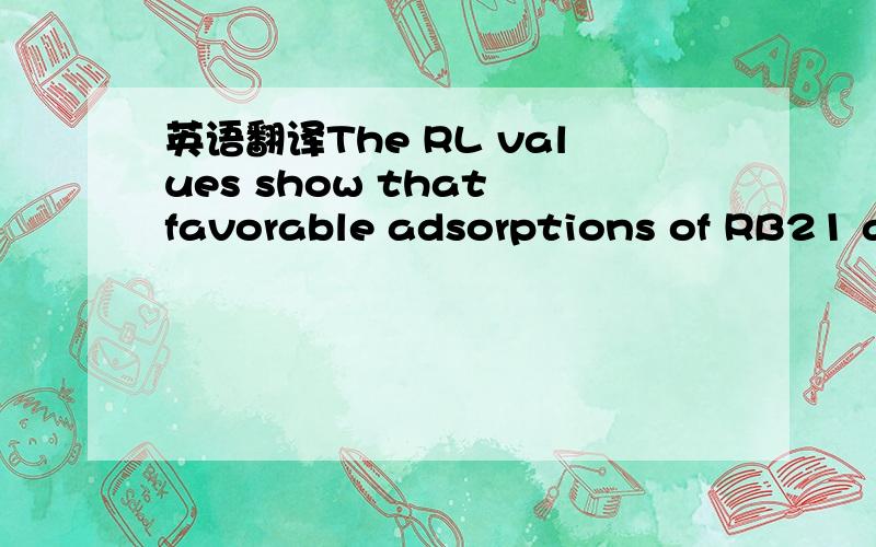 英语翻译The RL values show that favorable adsorptions of RB21 an
