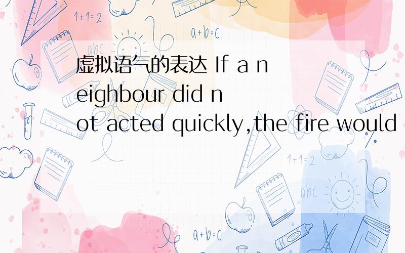 虚拟语气的表达 If a neighbour did not acted quickly,the fire would
