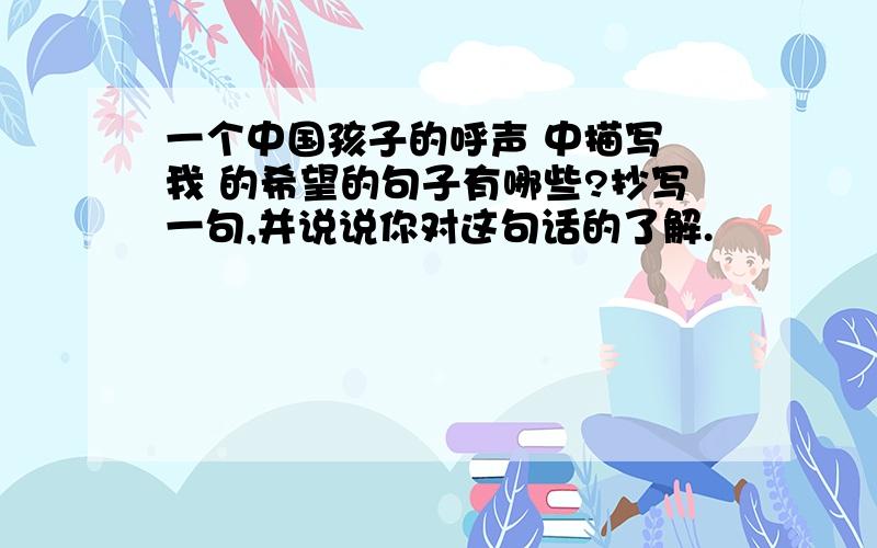 一个中国孩子的呼声 中描写 我 的希望的句子有哪些?抄写一句,并说说你对这句话的了解.