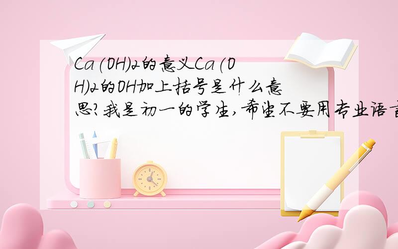 Ca(OH)2的意义Ca(OH)2的OH加上括号是什么意思?我是初一的学生,希望不要用专业语言!