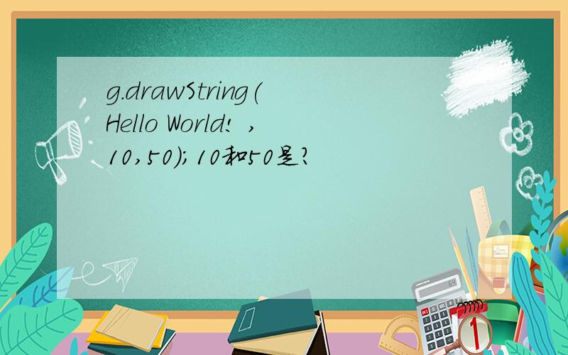 g.drawString( Hello World! ,10,50);10和50是?
