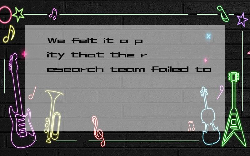 We felt it a pity that the research team failed to