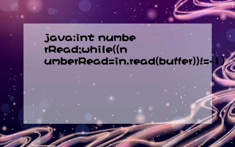 java:int numberRead;while((numberRead=in.read(buffer))!=-1)