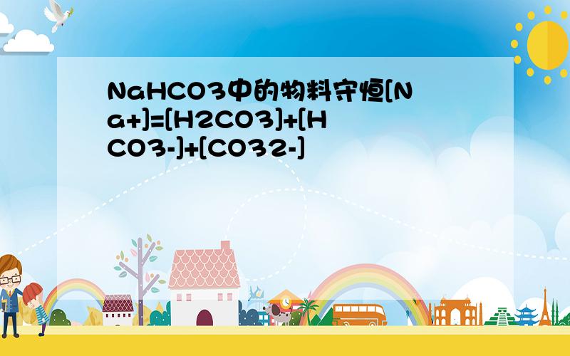 NaHCO3中的物料守恒[Na+]=[H2CO3]+[HCO3-]+[CO32-]
