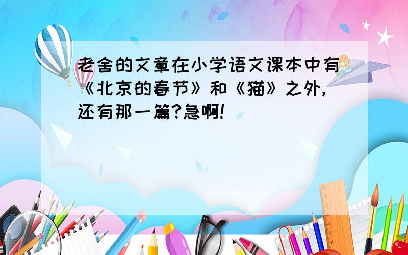 老舍的文章在小学语文课本中有《北京的春节》和《猫》之外,还有那一篇?急啊!