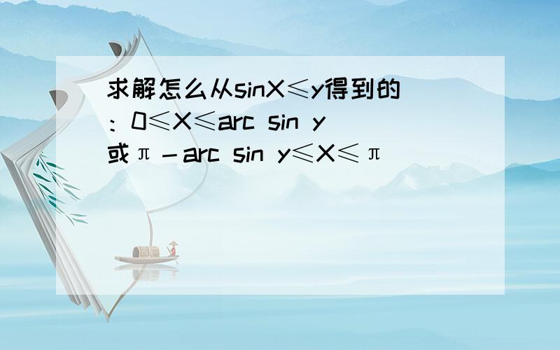 求解怎么从sinX≤y得到的：0≤X≤arc sin y或π－arc sin y≤X≤π
