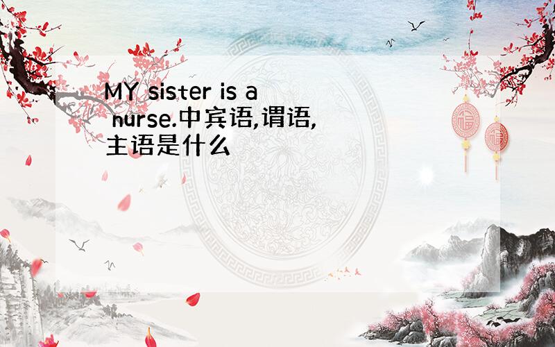 MY sister is a nurse.中宾语,谓语,主语是什么