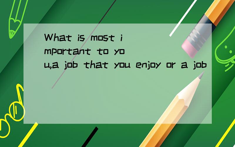 What is most important to you,a job that you enjoy or a job