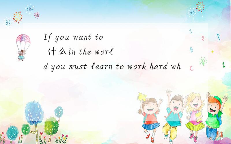 If you want to 什么in the world you must learn to work hard wh