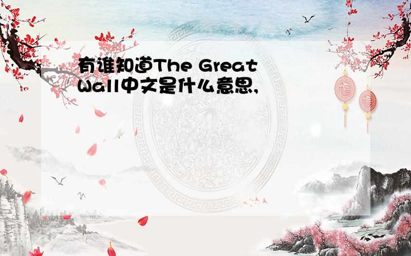 有谁知道The Great Wall中文是什么意思,