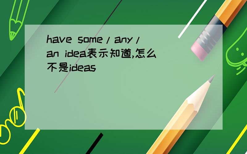 have some/any/an idea表示知道,怎么不是ideas