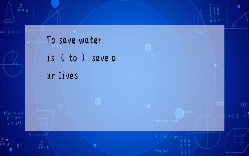 To save water is (to) save our lives