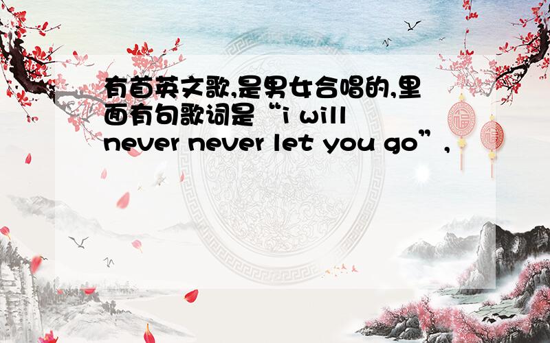 有首英文歌,是男女合唱的,里面有句歌词是“i will never never let you go”,