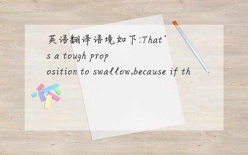 英语翻译语境如下:That’s a tough proposition to swallow,because if th