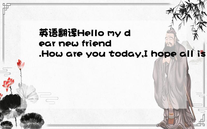 英语翻译Hello my dear new friend.How are you today,I hope all is