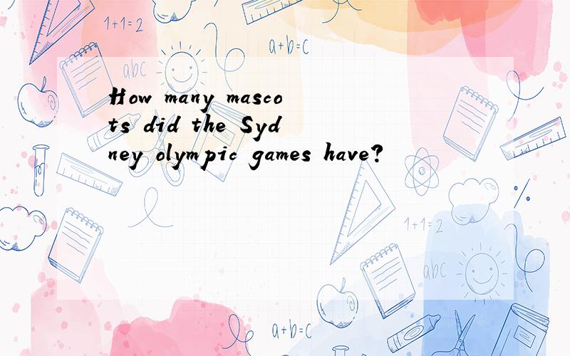 How many mascots did the Sydney olympic games have?