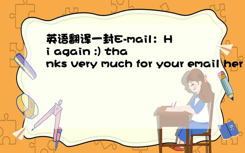 英语翻译一封E-mail：Hi again :) thanks very much for your email her