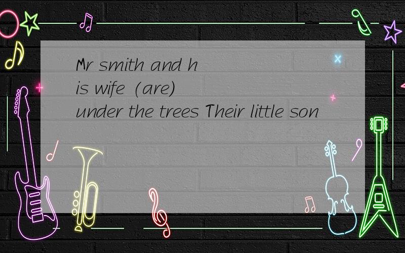 Mr smith and his wife (are) under the trees Their little son