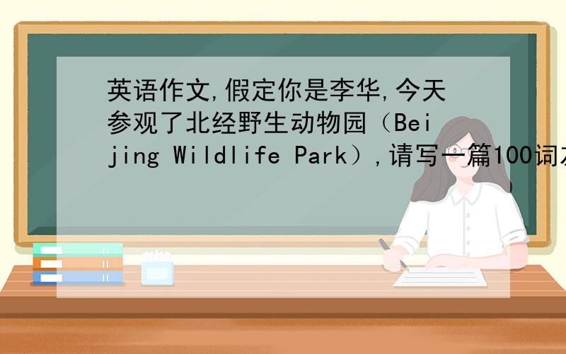英语作文,假定你是李华,今天参观了北经野生动物园（Beijing Wildlife Park）,请写一篇100词左右的短