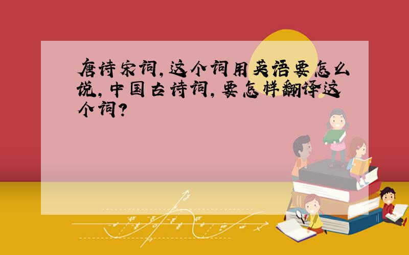 唐诗宋词,这个词用英语要怎么说,中国古诗词,要怎样翻译这个词?