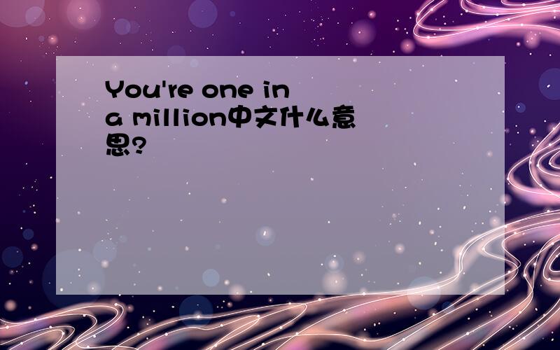 You're one in a million中文什么意思?