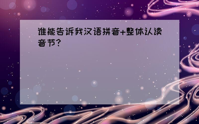 谁能告诉我汉语拼音+整体认读音节?