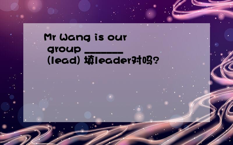 Mr Wang is our group _______ (lead) 填leader对吗?