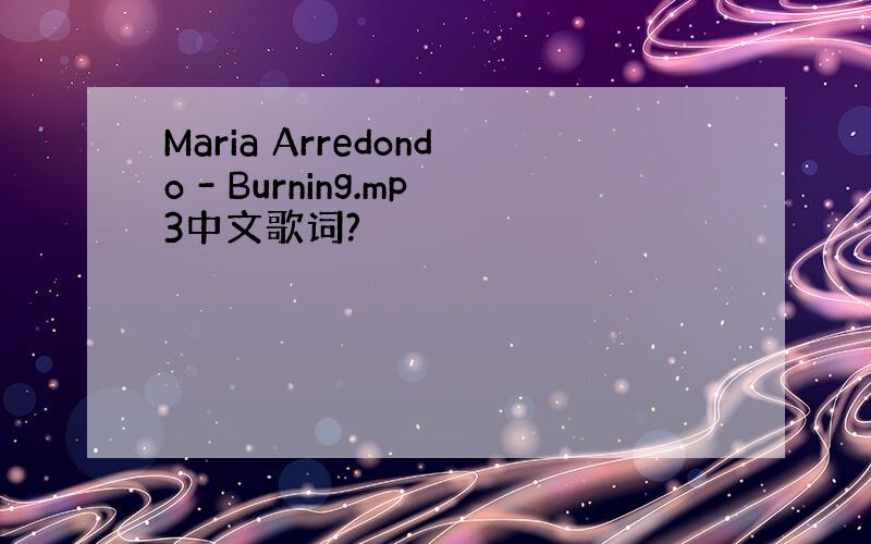 Maria Arredondo - Burning.mp3中文歌词?