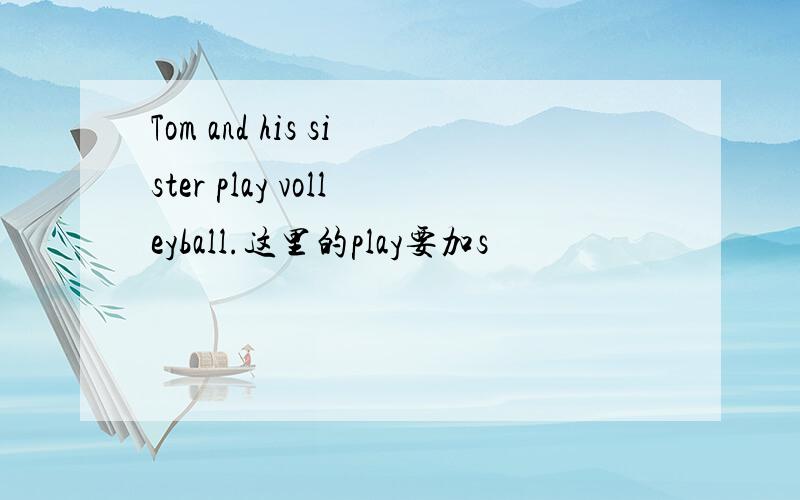 Tom and his sister play volleyball.这里的play要加s