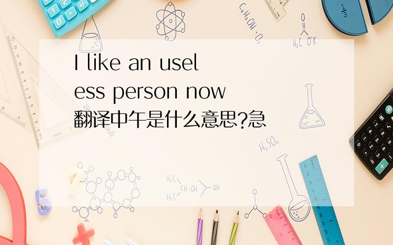 I like an useless person now翻译中午是什么意思?急
