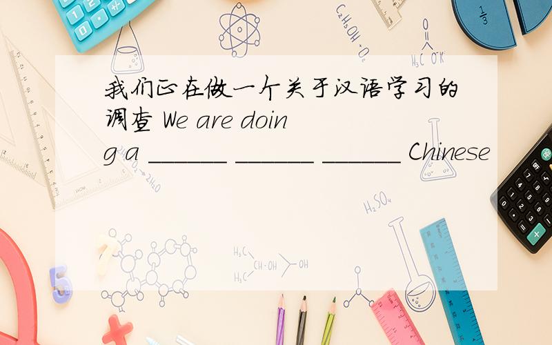 我们正在做一个关于汉语学习的调查 We are doing a ______ ______ ______ Chinese