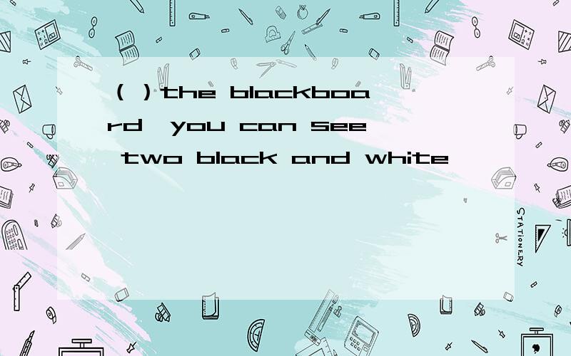（）the blackboard,you can see two black and white