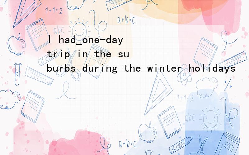 I had_one-day trip in the suburbs during the winter holidays