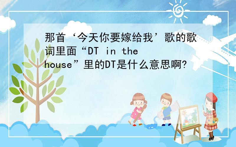 那首‘今天你要嫁给我’歌的歌词里面“DT in the house”里的DT是什么意思啊?