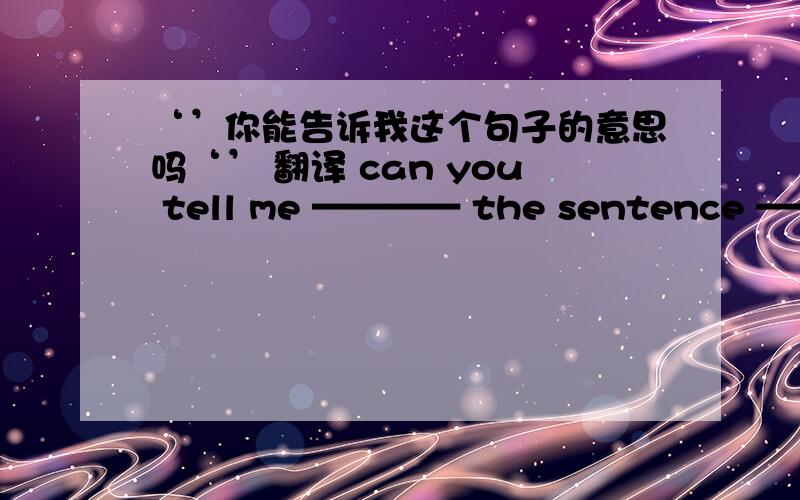 ‘’你能告诉我这个句子的意思吗‘’ 翻译 can you tell me ———— the sentence ————?