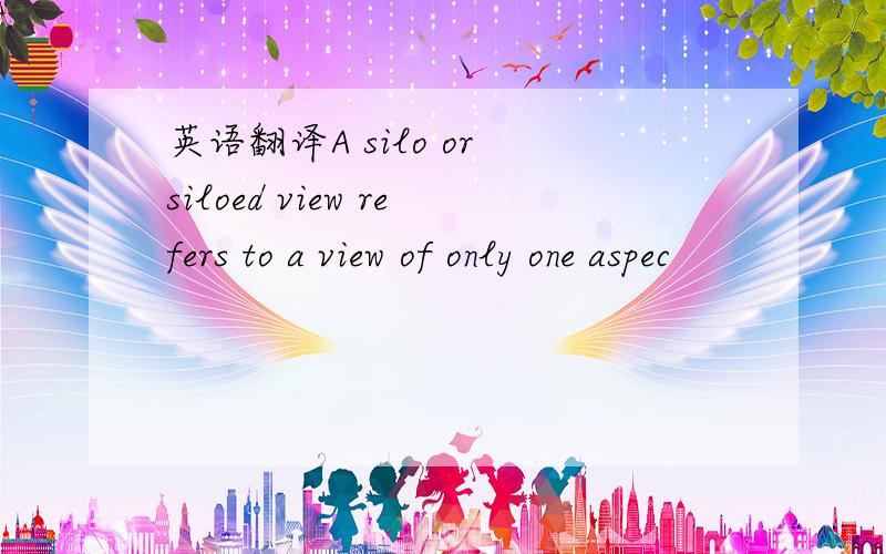 英语翻译A silo or siloed view refers to a view of only one aspec
