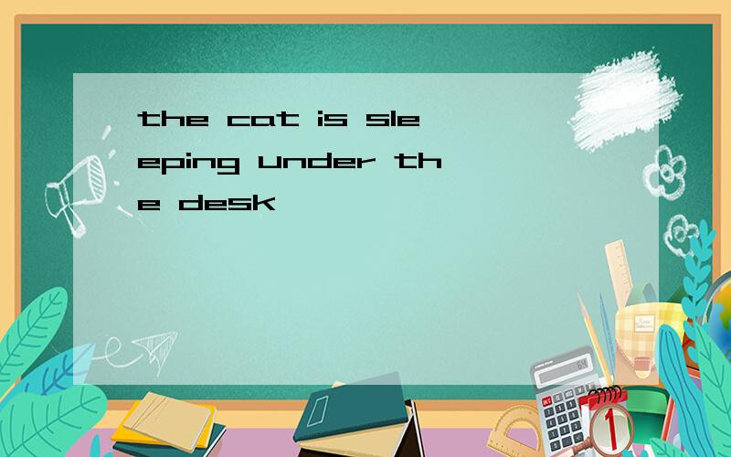 the cat is sleeping under the desk