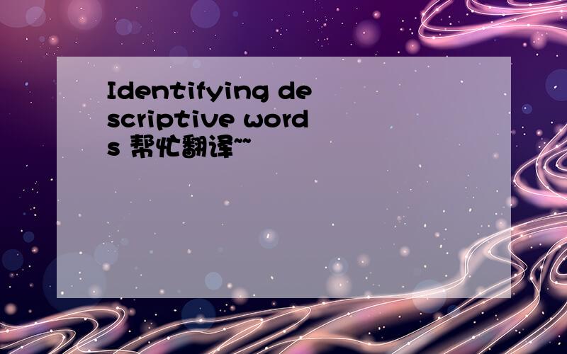 Identifying descriptive words 帮忙翻译~~