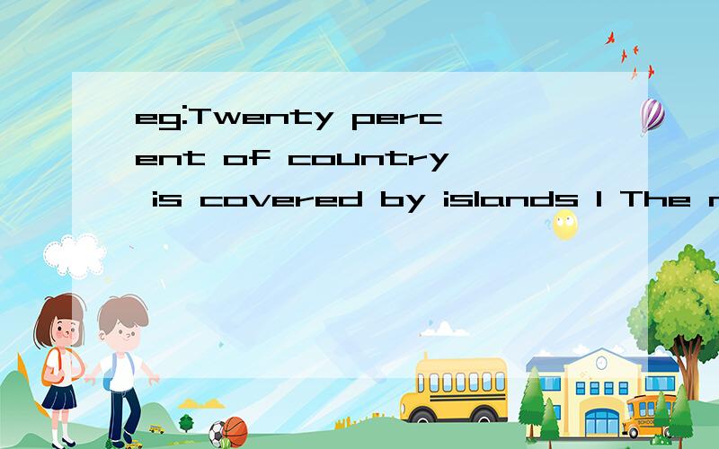 eg:Twenty percent of country is covered by islands 1 The mou